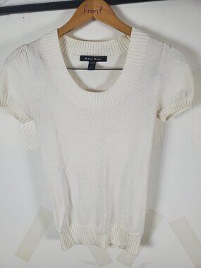 Active Basic White Short Sleeve Sweater Top Size S